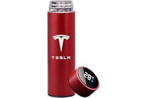HEYCE Auto Smart Isolierflaschen Edelstahl Isolierflaschen LED Digitalanzeige Auto Temperatur für Tesla Model 3 X Y S,Red