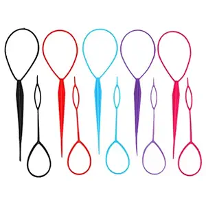 Hair Braid Accessories Ponytail Maker, 5 Pairs Plastic Topsy Hair Tail Tools French Braid Accessories Loop Hair Kit for Hair Styling