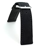 Sulla Herren Leder Uhrenarmband Känguru 20mm Schwarz weich