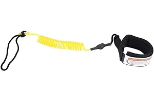 SolUptanisu Planche de Surf Laisse Stand up Paddle Board enroulé Printemps Laisse Jambe Pied Corde Surf Laisse 5mm(Jaune)
