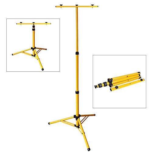VINGO® 20w 2x LED Baustrahler Strahler Außen Scheinwerfer Kaltweiß + Doppelt Teleskop Stativ IP65 - 9
