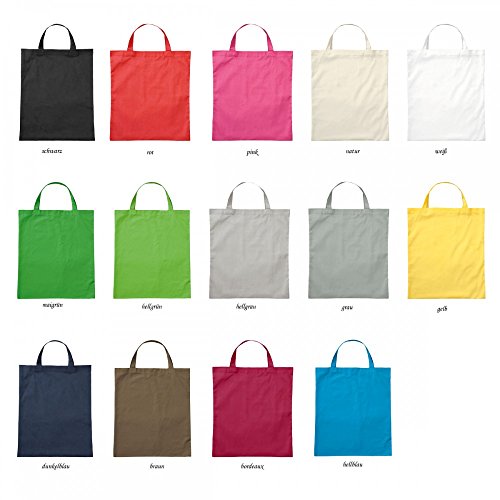 Premium Baumwolltasche Umhängetasche Stoffbeutel Beutel Shopper mit kurzen Henkel - viele Farbe, Farbe Einkaufstasche:schwarz