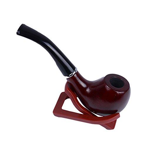 Saflyse Elegante klassische Holzpfeife Tabakpfeife Holzkopf Holzpfeife Pfeife Tabakpfeife inkl. Beutel Pfeifenständer - 4