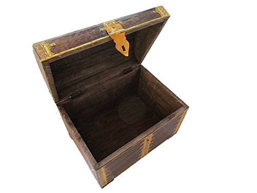 73GS Truhe mit Schloss Holztruhe Schatzkiste Schatztruhe Truhe Box Holzbox Geschenk Deko Geburtstag Hochzeit Kiste Aufbewahrung verschließbar abschließbar mit Deckel - 6