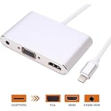 Lightning auf HDMI/VGA/Audio Adapter Konverter Kabel, anskp 3 in 1 Lightning 8 Pin zu Digital AV Multiport HDMI VGA &amp; Audio Adapter mit Micro USB Ladekabel + 3,5 mm Audio Port für iPhone/iPad