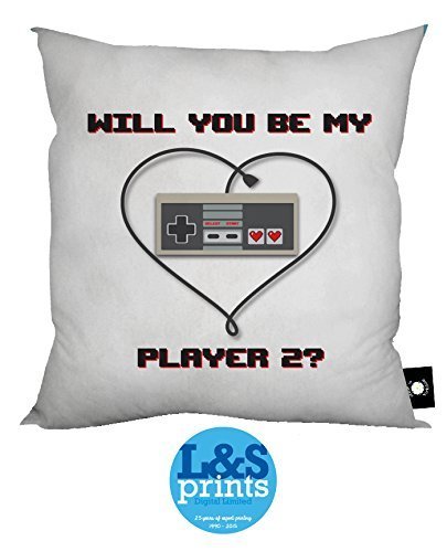 Will You Be My Player 2 Valentines Gaming Design Geschenk Baumwolle sich Kissen 45,7 cm Home Decor Home Accessory