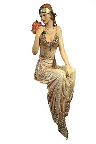 Casa Collection / Art for living by Jänig 11485 elegante Dame 20-er Jahre, Kantenhocker, Höhe circa 30 cm, creme / gold