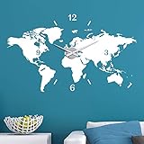 KLEBEHELD® Wandtattoo Uhr Weltkarte Erde Globus Karte Farbe gold, Größe 180x108cm | Uhrwerk schwarz, Umlauf 90cm