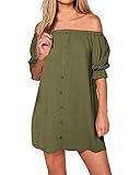 StyleDome Women's Sexy Off Shoulder Mini Party Dress Casual Loose Half Sleeve Strapless Dresses Long Tops Plus Size