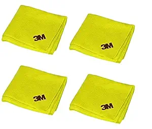 3M Car Care Microfibre Cloth (30.48 x 35.56 cm, Yellow) -Pack of 4