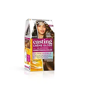 LOreal Paris Casting Crome Gloss Hair Color, 100g + 60ml (Pack of 1) - 532 Salted Caramel