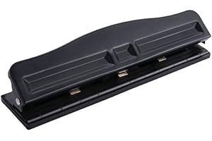 OUKEYI Zmniejszony wysiłek trzy-dziurkowany, otwór na biurko, dziurkacz otworów, pojemność 12 arkuszy dziurkujących, srebrny