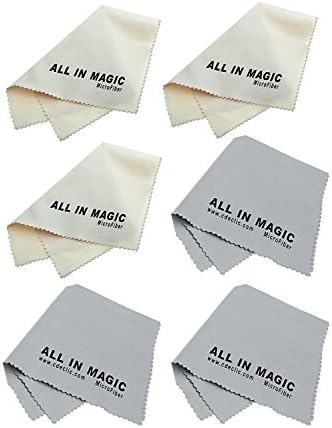 (6 Pack) All In Magic® Premium MicroFiber Cleaning Cloth - For All LCD Screens, Glass Surfaces, Glasses, Tablets, Laptops, TV Screens and All Other Delicate Surfaces (Colour : 3 Sand + 3 Grey - 6 x 7'' / 15x18 cm)