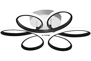 BOMKRA LED Ceiling Light with Flower Shape, Modern Creativity Chandelier Fixtures, Flush Fitting Ceiling Lighting Fixture for Living Room Bedroom Kitchen (Black, Three Lights)