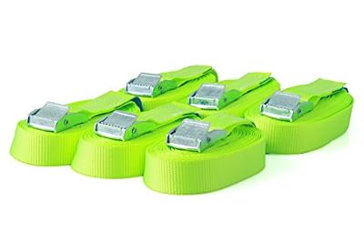 Sandax Lot de 6 sangles à boucle de serrage jusqu'à 250 kg, 25 mm de large, jaune
