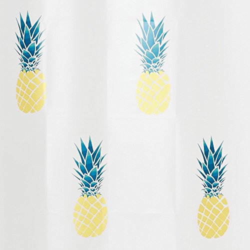 InterDesign 36980EU Pineapple PVC-freier Duschvorhang aus Peva, Plastik, gelb/türkis, 182.88 x 182.88 x 1.17 cm - 3
