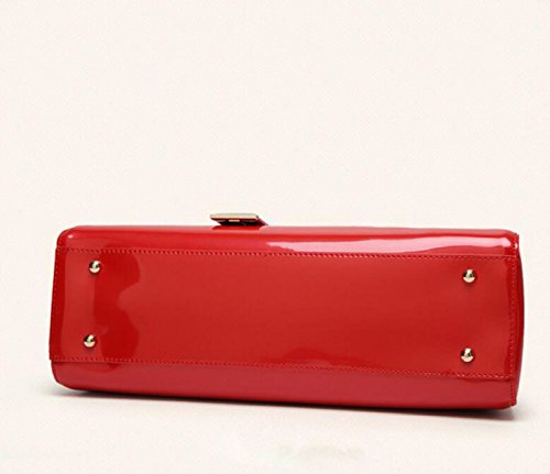 Damen-Tasche Mode Leder Lackleder Handtasche Umhängetasche Exquisite Reißverschluss Luxus Blue