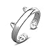 Produktbild Quaan Katze Ringe Damen Ohrstecker Set- 925 Silber überzogen Verstellbar Ring Ohrringe für Frauen Mädchen(Silber,1)