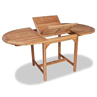 vidaXL Teck Table Extensible à Dîner Jardin Ovale Table d'Extérieur Terrasse