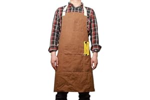 QEES Unisex Damen Herren Werkzeugschürze Arbeitsschürze mit Taschen Wasserdicht für Küche, Garten, Werkstatt, Garage