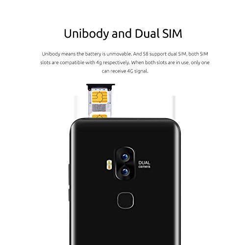 Blackview S8 Smartphone 4G-Schermo 5,7â€HD 18:9 -Quad-Core - 4GB RAM + 64GB ROM- 4Â  Fotocamere SONY 13MP+13MP-3180mAh con Dual SIM-Nero
