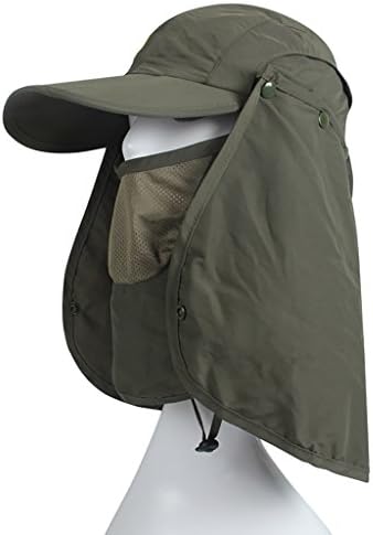 WENJUN Men's Hat Summer Sun Hat Travel Sun Hat Large Sunscreen Fishing Hat Cover Face UV Mountaineering Hat Visor (Color : Military green)