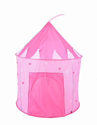 PuregadgetsÂ© Exclusive 2016 Pink Crown Fairy Princess Tale Castle Pop Up Children's Tent with Windows and Roll Up Door Pink Girls Indoor or Outdoor Use Girls Pink Toy Play Tent / Playhouse / Den