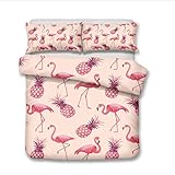 Fansu Housse de Couettes Parure de Lit 2 Personnes, 3 Pièces Microfibre 3D Ananas Ensemble de Literie avec 1 Housses de Couettes 2 Taies d'oreillers (220x240cm,Flamant)