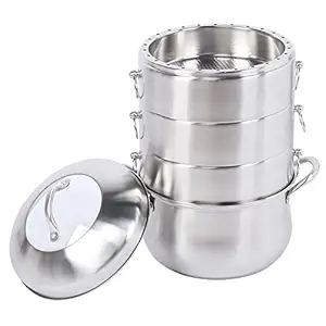 Pot, Cooking Pot, Stainless Steel Multipurpose Large Capacity Composite Bottom for Steaming Rice Meat Dumpling Gas Stove Induction Cooker Electric Stove