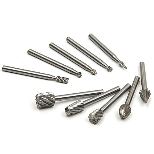 Fortag 10 tlg HSS Fräser-Set Gravieren Fräser Bit Hartmetallschneider Rotary Burr für Proxxon Dremel Schleifen Polieren Multifunktionswerkzeug - 3