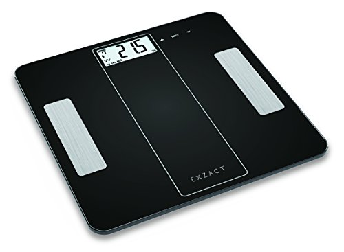 EXZACT Smart – Intelligente Körperanalysewaage/ Elektronische Personenwaage/ Digitale Personenwaagen/ Badezimmerwaage – Bluetooth 4.0 für Smart Phone (iPhone iOS) – Körperfett/ Wasser / Muskeln/ Knochen – 180 kg/ 400 lb (Schwarz) - 2