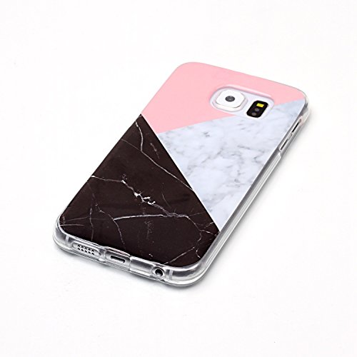Cozy Hut Für Samsung Galaxy S6 Handyhülle mit Marmor / Marble Design(schwarz / Pink und weiß) | Handytasche | | Schale | | Hülle | | Case | Handy-etui | TPU-Bumper | Soft Case | Schutzhülle Cover für den optimalen Schutz ihres Samsung Galaxy S6 (5,1 Zoll) – Dreifarbiger Marmor - 5