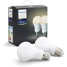 Philips Hue White Lampadine LED, Attacco E27, 9 W, 2 Pezzi