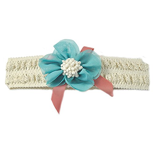 Baby Girl's Infant Headband Flower Bow Children Hair Band (Blue)