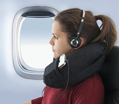 Nackenkissen Reisekissen aufblasbar – Nackenhörnchen fürs Flugzeug mit Fleece-Bezug, gratis Schlafmaske & Ohrstöpseln von Globeproof® - 8