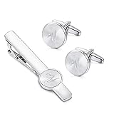 ☺Inclusión del paquete☺ Una orden incluye 1 par de gemelos y 1 pieza de clip de corbata. Cantidad y calidad asegurada. Diseño personalizado de 26 letras. Vale la pena comprar.