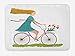 Produktbild VTXWL Bicycle Bath Mat, Young Woman on Bike with Basket of Tulip Flowers Riding in The Spring Countryside, Plush Bathroom Decor Mat with Non Slip Backing, 23.6 W X 15.7 W Inches, Multicolor