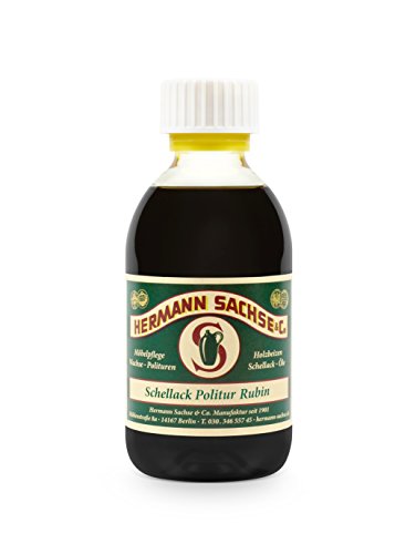 Schellackpolitur Rubin gebrauchsfertig 500ml Schellack Politur aus Schellack Rubin Flocken Blätterschellack