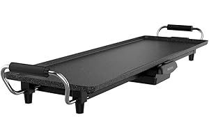 Cecotec Plancha de Asar Eléctrica Tasty&Grill 3000 RockWater XL. 2400 W, Gran superficie 70x22cm, Revestimiento Piedra RockStone, Antiadherente, Termostato Regulable