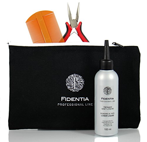 Fidentia Hair Extension Löse-Set mit Bond Remover, Entferner Zange und Nissenkamm - inkl. Beauty Bag