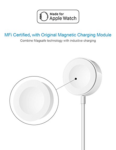 OPSO (Apple MFi zertifiziert) Apple Watch Magnetisches Ladekabel für 38 mm und 42 mm Apple Watch – 1.0Feet (0.3 Meter) - 4