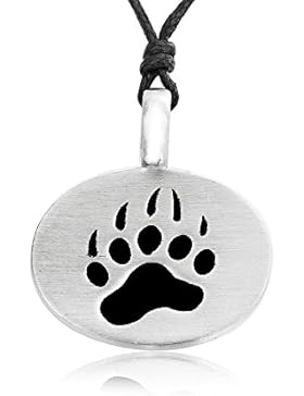 Llords Schmuck Bären Kralle Pfoten Abdruck Anhänger Halskette, feinster Zinn Metall Modeschmuck