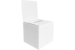DLICSY Cardboard Ballot Box,White Suggestion Box,Ballot Comment Collection Box Charity Donation Box Raffle Box with Slot & Removable Header for Voting Wedding Collecting Fundraising Feedback
