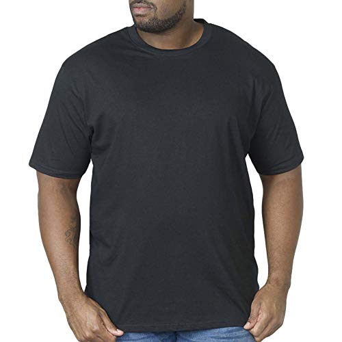 Talla Grande Hombre Camiseta Duke D555 Nuevo Algodón Puro Camiseta Manga Corta Cuello Redondo - Negro, XX-Large