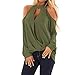 Produktbild ESAILQ Frau Mode V-Ausschnitt Schulterfrei Langarm T-Shirt Tops Bluse(Large,Grün)