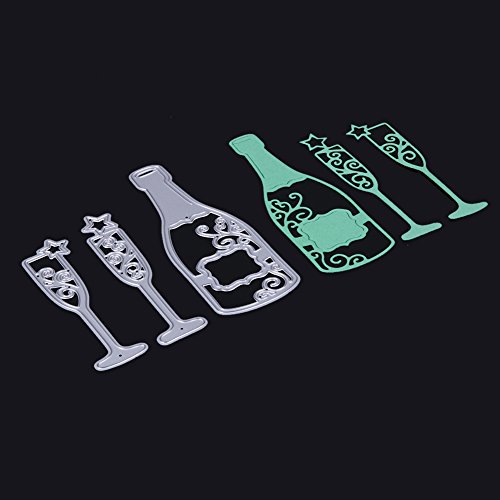 Amazingdeal365 3 PCS Weinglas Metall Form Schablonen Schneiden DIY Dekor Sammelalbum Karten Buchzeichen Lesezeichen als Geschenk für Freunde Geburtstag Kinder,Kindergarten Hobby Schule Handarbeit Unterricht usw. Ein tolles Geschenk! - 8