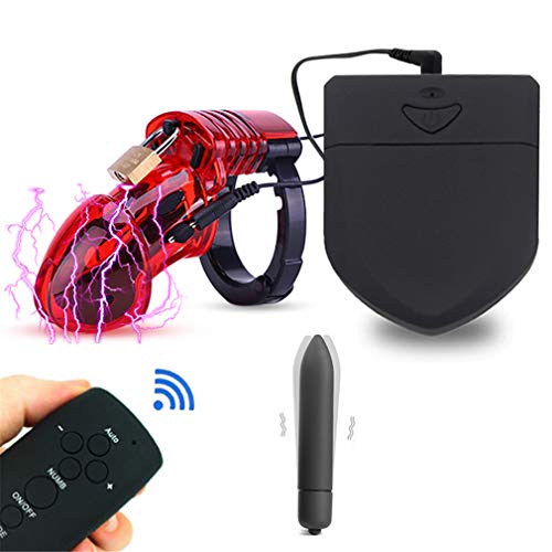 Preisvergleich Produktbild Artool Drahtlose Fernbedienung Elektroschock Cock Cage Keuschheitsgürtel Herrenschloss mit verstellbarem Ring Cock Keuschheitsgürtel Vibrator,Red