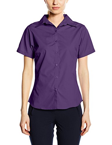 Premier Workwear Ladies Short Sleeve Poplin Blouse, Blusa para Mujer, morado, 14