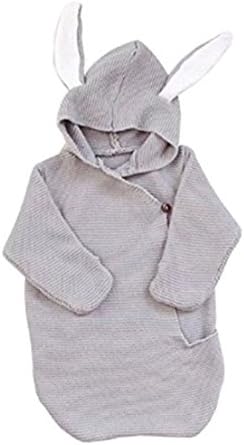 SOGNATORI Newborn Baby Blanket Bunny Knit Swaddle Blanket Toddler Sleeping Bag (Gray)