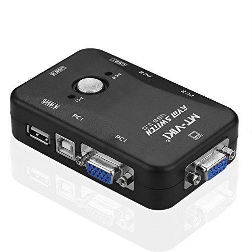 Sienoc KVM Switch-Adapter 2-Port KVM Switch 2 Fach KVM Switch Umschalter USB + VGA(VGA, Tastatur, Maus, Monitor) - 2